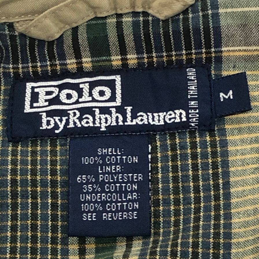 中古◆ポロ ラルフローレン スイングトップ 胸刺繍 ベージュ メンズ サイズM Polo Ralph Lauren 【AFF22】