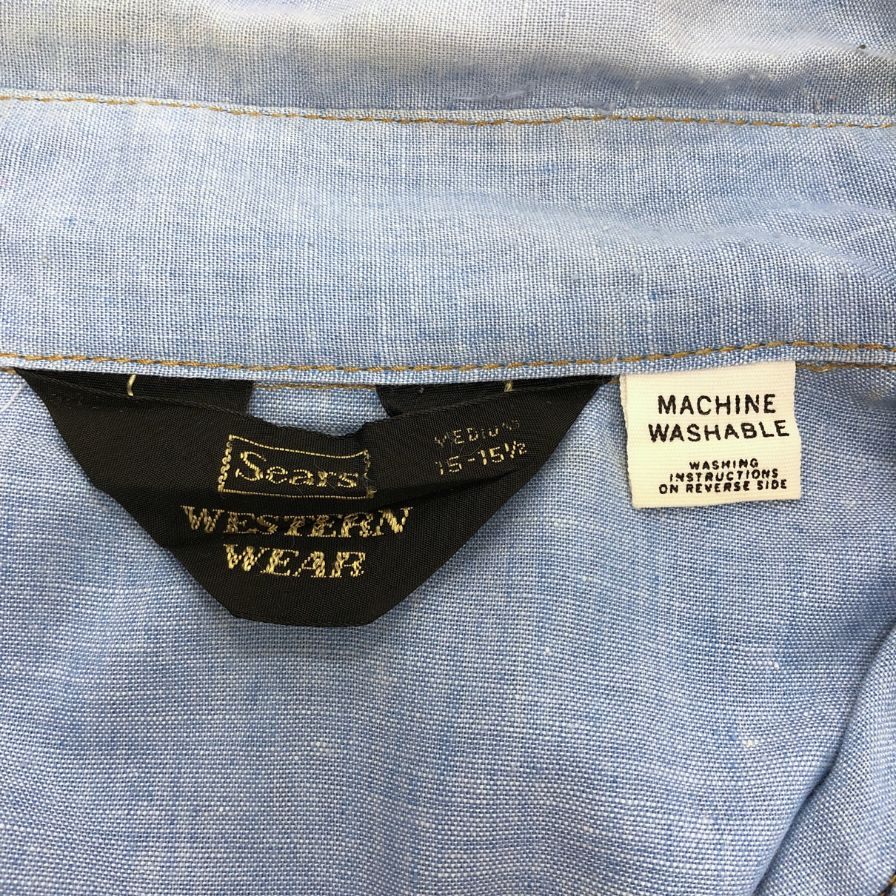 美品◆シアーズ 70S 三角タグ シャンブレーシャツ ブルー系 メンズ サイズ15.5 Sears 【AFB9】