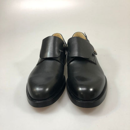 エルメス レザーシューズ プレーントゥ セリエボタン フラップ カーフ ブラック サイズ41.5 メンズ HERMES 約26.5cm【PTM1】