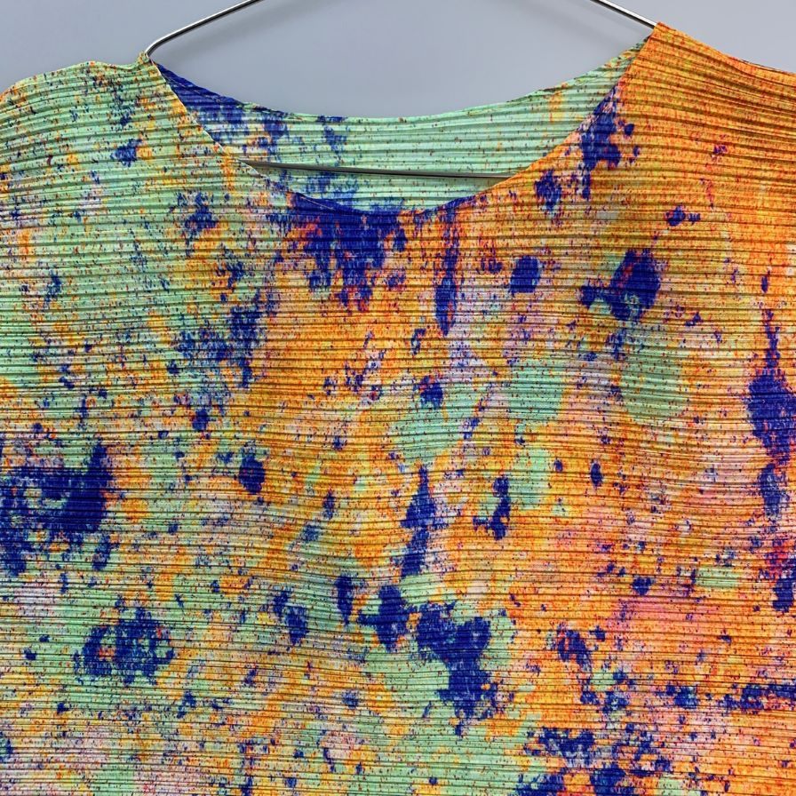 美品◆プリーツプリーズ イッセイミヤケ ノースリーブ スプラッシュ PP23JK681 マルチカラー サイズ3 PLEATS PLEASE 【AFB13】