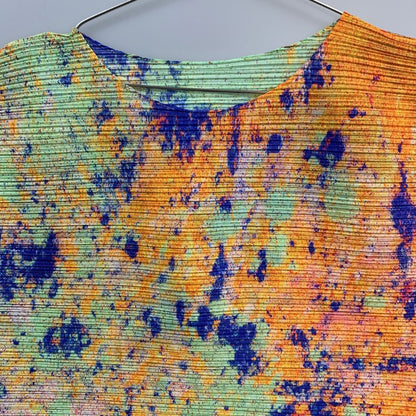 美品◆プリーツプリーズ イッセイミヤケ ノースリーブ スプラッシュ PP23JK681 マルチカラー サイズ3 PLEATS PLEASE 【AFB13】