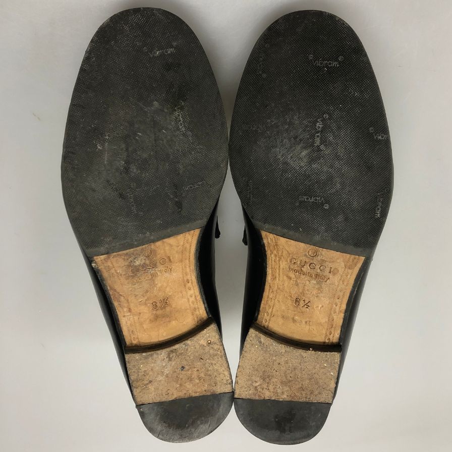 グッチ ホースビット ローファー ソール補正済 インソール貼り付け メンズ サイズ6.5 ブラック GUCCI 約25.5cm【AFC7】