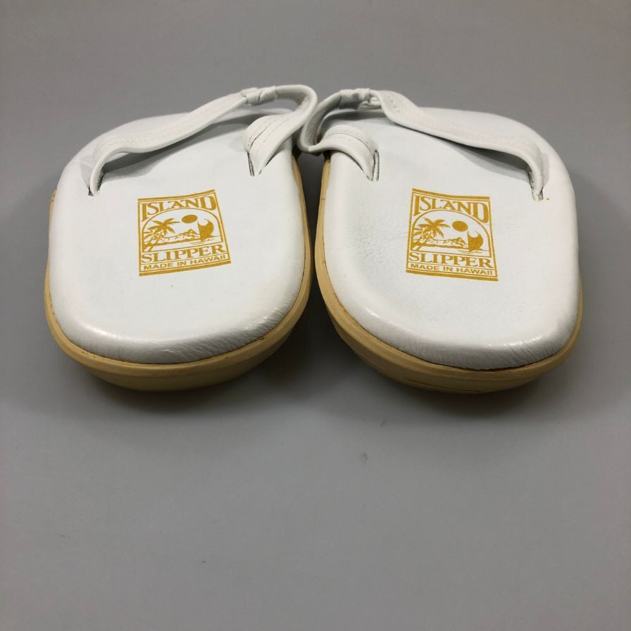 アイランドスリッパ ビーチサンダル レザー ホワイト メンズ サイズ13 ISLAND SLIPPER 約31+cm【AFC51】