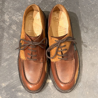 パラブーツ シャンボード Garance カフェ スエードコンビ パッチワーク サイズUK4 メンズ ブラウン Paraboot ビジネスシューズ 約23.5cm【LA】【中古】