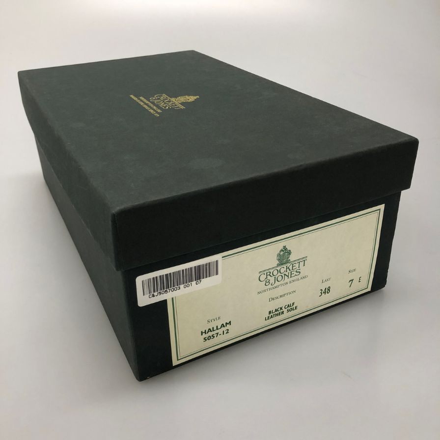 クロケット&ジョーンズ シップス別注 ストレートチップ ハラム 348ラスト サイズ7E ブラック CROCKETT&JONES HALLAM SHIPS ビジネスシューズ 約25.5cm【LA】【中古】