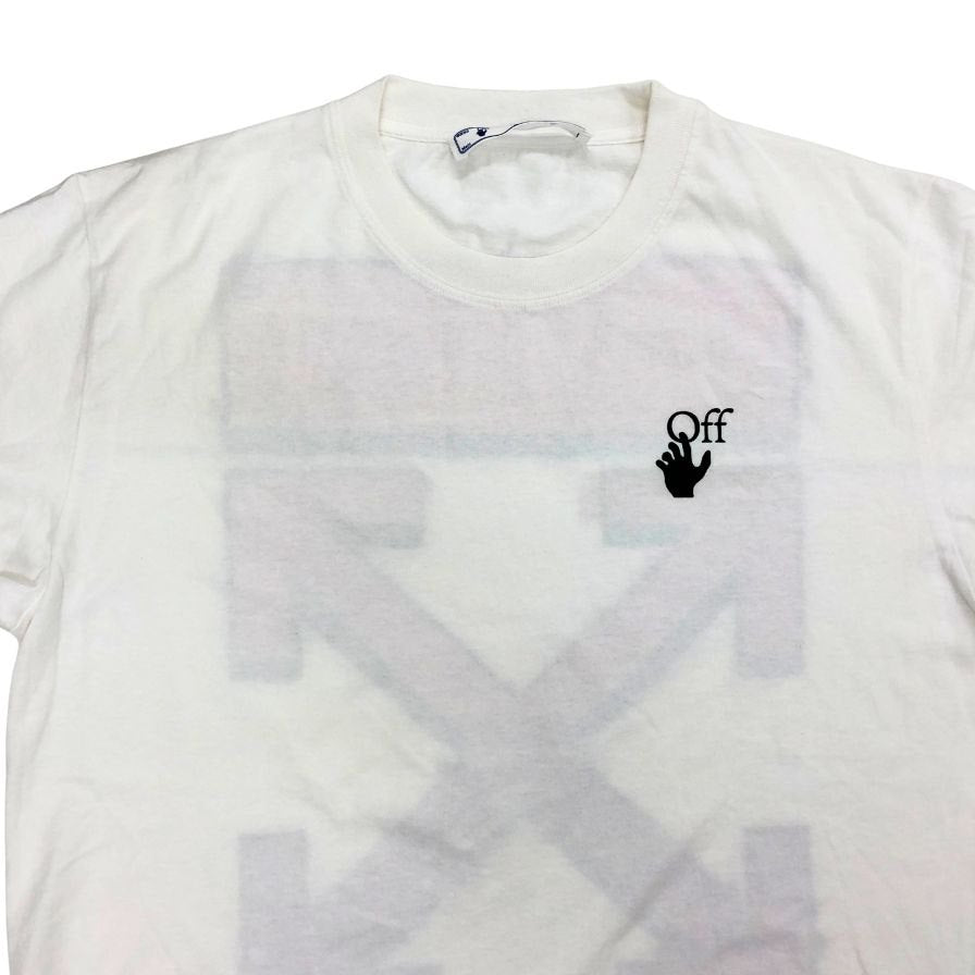 新品同様◆オフホワイト 半袖Tシャツ バックプリント マーカー スリム ロゴ プリント OMAA027R21JER003 ホワイト メンズ サイズXXL OFF-WHITE MARKER S/S SLIM TEE 【AFB41】