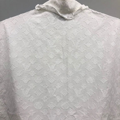 極美品◆ルイヴィトン 19AW モノグラムフリル ノースリーブシャツ ホワイト サイズ34 RW192W LOUIS VUITTON 【AFB36】