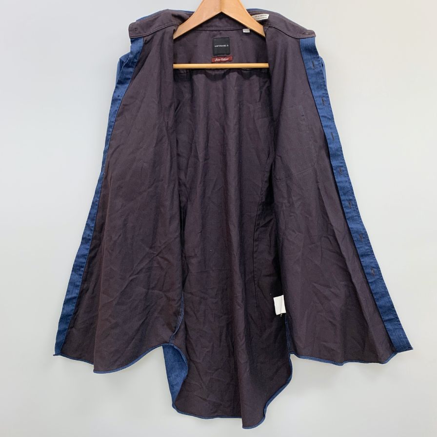 美品◆サルトリアデルグロッソ シャツ ポリエステル メンズ ブルー サイズ39-82 SARTORIA DEL GROSSO 【AFB7】