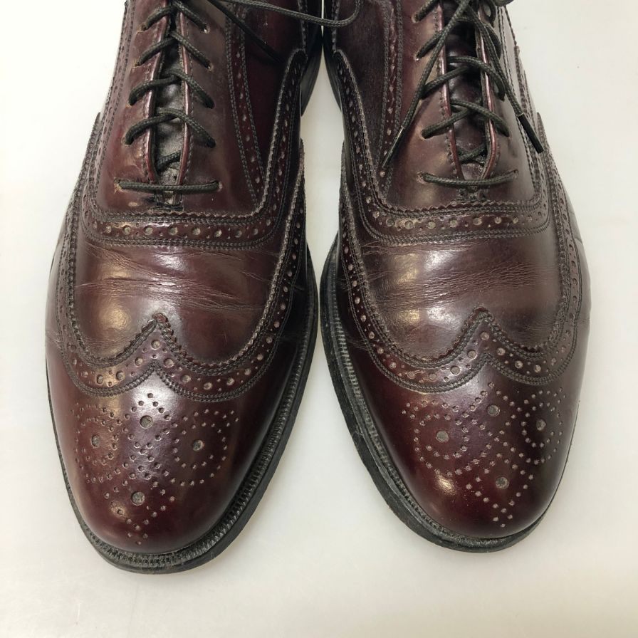 フローシャイム レザーシューズ フルブローグ ガラスレザー バーガンディ メンズ サイズ表記なし FLORSHEIM 約不明cm【AFC5】