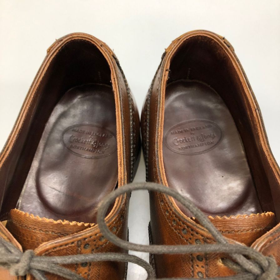 クロケット&ジョーンズ ウェルベック2 セミブローグ カーフ ブラウン サイズ6 CROCKETT&JONES ビジネスシューズ 約24.5cm【LA】【中古】