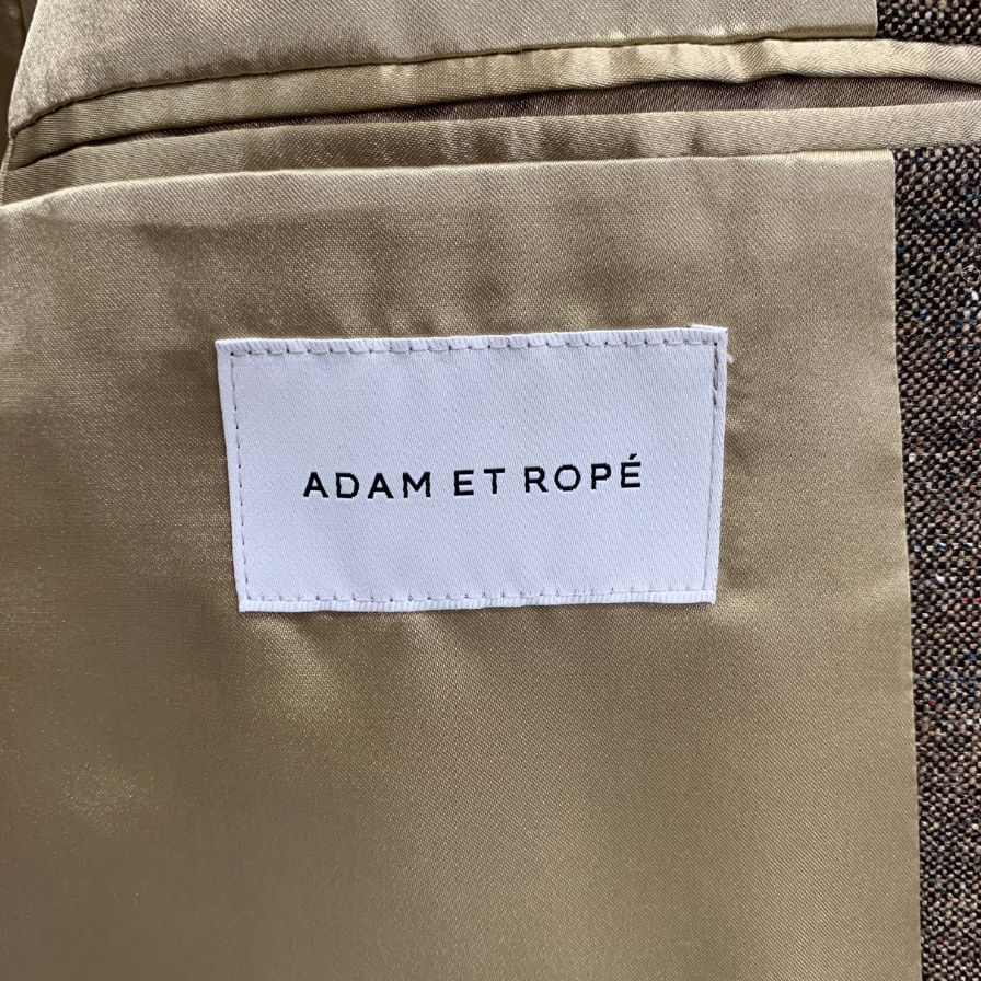 美品◆アダム エ ロペ  オム ハードクロス  ノーカラージャケット セットアップ ブラウン メンズ L ADAM ET ROPE' HOMME 【AFB27】