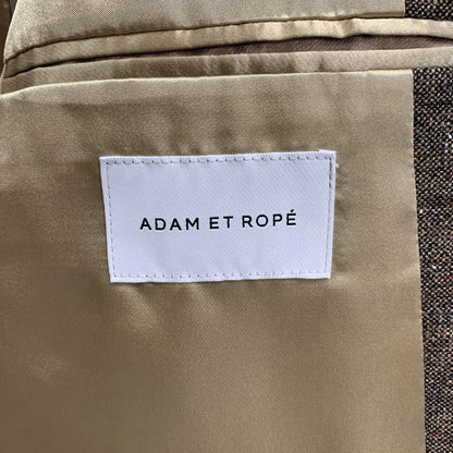 美品◆アダム エ ロペ  オム ハードクロス  ノーカラージャケット セットアップ ブラウン メンズ L ADAM ET ROPE' HOMME 【AFB27】