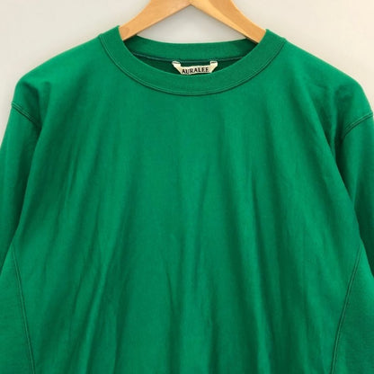 美品◆オーラリー  スウェット トップス サイドリブ A23SPO1NU ELASTIC HIGH GAUGE SWEAT メンズ サイズ4 グリーン AURALEE 【AFB43】