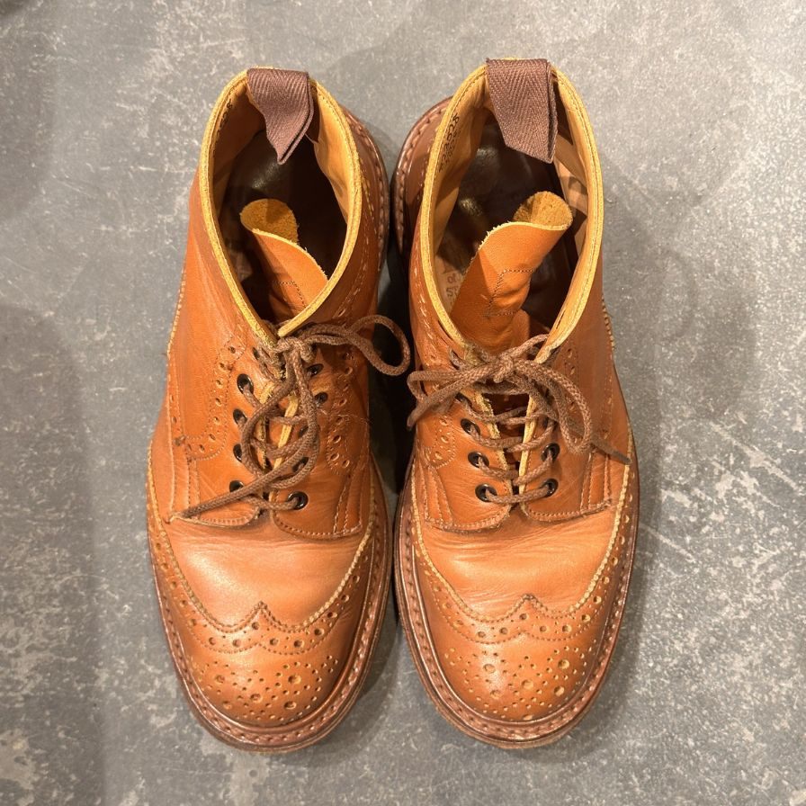 トリッカーズ カントリーブーツ 2508 ウイングチップ カーフ ブラウン サイズUK7.5 メンズ Tricker`s ブーツ 約26.0cm【LA】【中古】