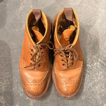 トリッカーズ カントリーブーツ 2508 ウイングチップ カーフ ブラウン サイズUK7.5 メンズ Tricker`s ブーツ 約26.0cm【LA】【中古】