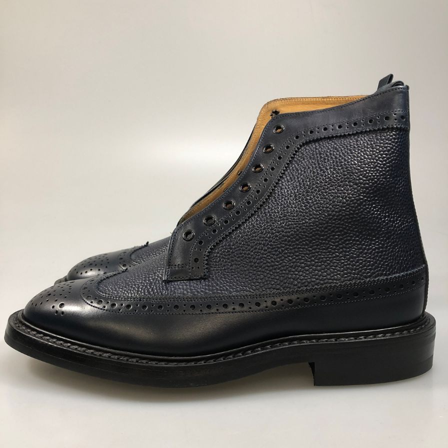 トリッカーズ カントリーブーツ モールトン グレインレザー ウイングチップ 922116 M7819 ネイビー UK8 Tricker’ｓ ビジネスシューズ 約26.5cm【LA】【中古】