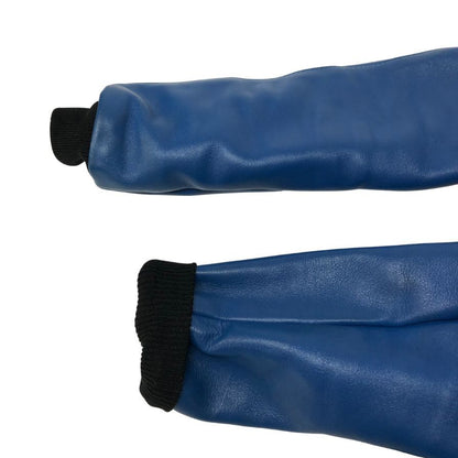 美品◆バンソン チームジャケット パッチ付 レザー MADE IN USA メンズ サイズ34 ブルー×ホワイト vanson 【AFF22】
