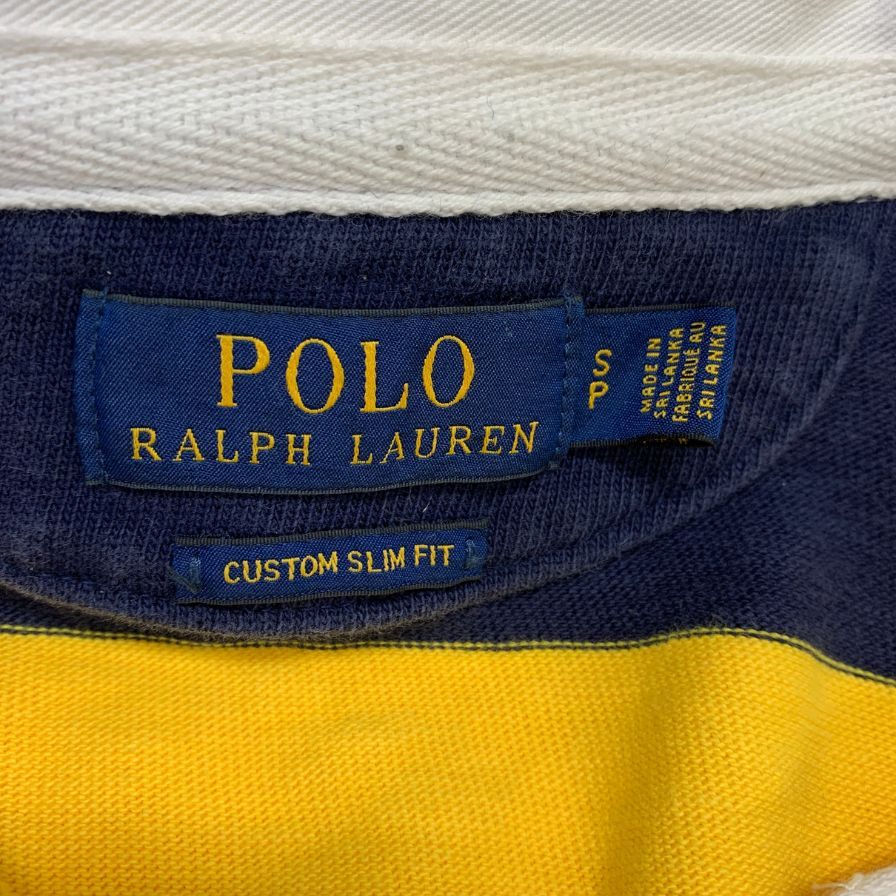 美品◆ポロラルフローレン ポロシャツ コットン ボーダー イエロー ネイビー  メンズ サイズ170/92A Polo Ralph Lauren 【AFB6】