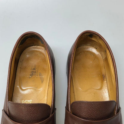 パラブーツ レザーシュ―ズ コインローファー アドニス シボ革 マロン UK8 Paraboot 約26.5cm【AFD13】