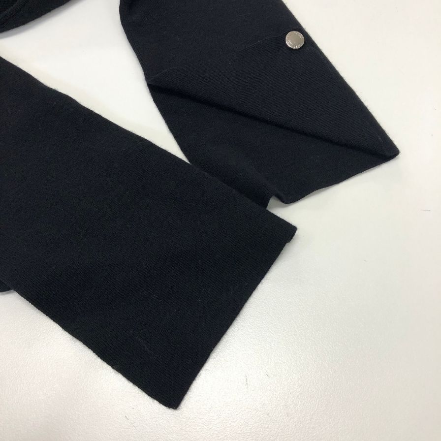 美品◆フォクシ―ニューヨーク ニット 37123 オフタートルネック ウール 肩パッド付 ブラック サイズ38 FOXEY NEWYORK 【AFB10】