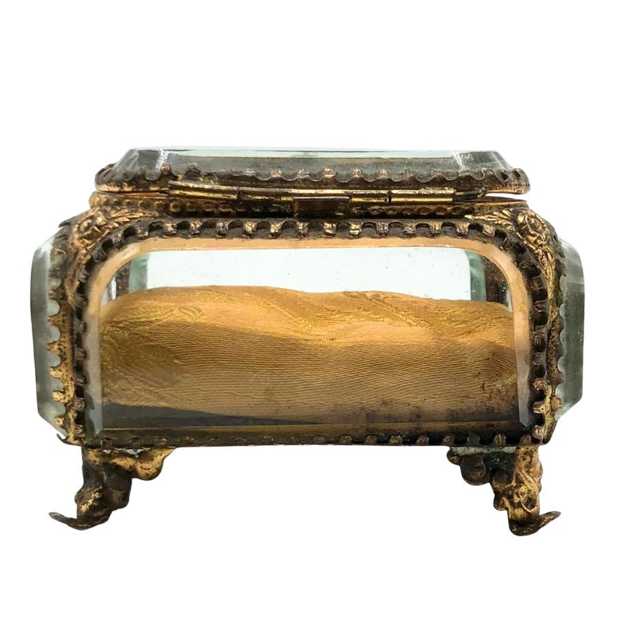 フランスアンティーク ジュエリーケース ガラス フック 小物入れ 1900年代【AFI4】【中古】