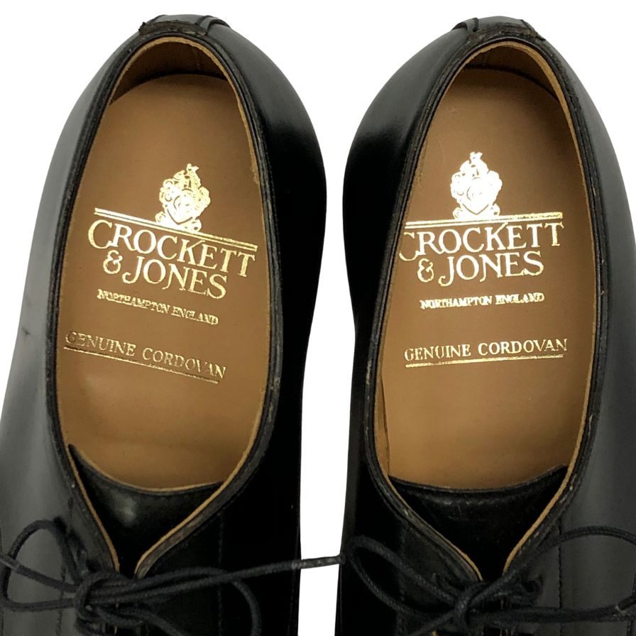 クロケット＆ジョーンズ レザーシューズ スターリング プレーントゥ コードバン ブラック サイズ7E メンズ CROCKETT&JONES 約26.0cm【AFD13】