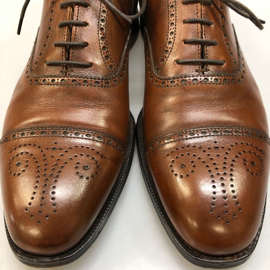 クロケット&ジョーンズ ウェルベック2 セミブローグ カーフ ブラウン サイズ6 CROCKETT&JONES ビジネスシューズ 約24.5cm【LA】【中古】