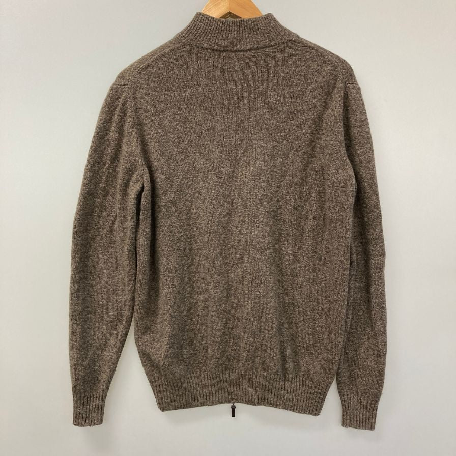 中古◆プランディ ニット ブルゾン ダブルジップ ウール100% イタリア製 メンズ サイズ 52 ブラウン PRANDI 【AFB14】