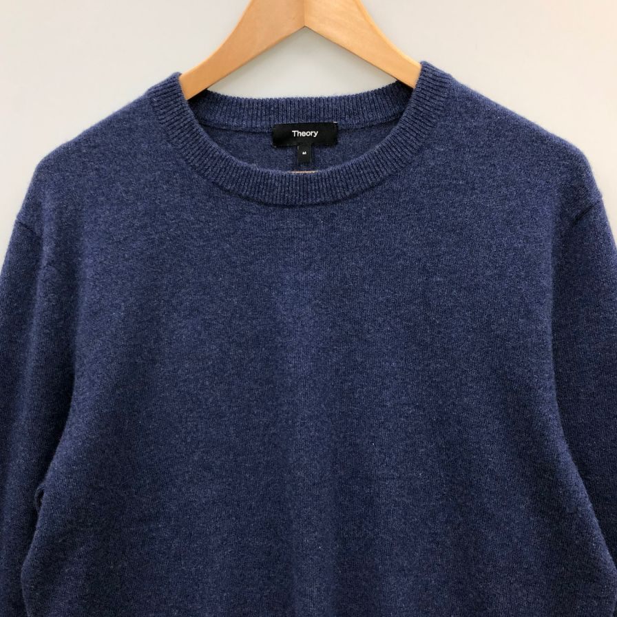 中古◆セオリー ニットセーター カシミア 100% クルーネック ブルー メンズ サイズM Theory 【AFB4】