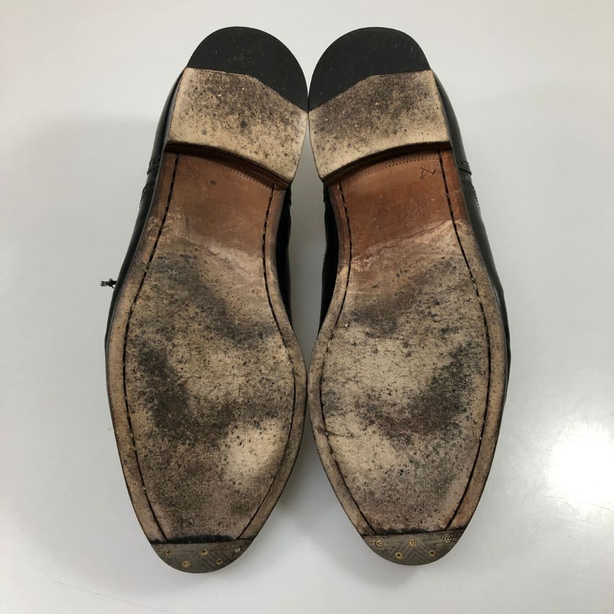 サルヴァトーレフェラガモ レザーシューズ 9553 パンチドキャップトゥ ブラック サイズUK8.5E Salvatore Ferragamo 約27.0cm【AFC43】