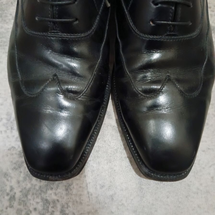 エンツォボナフェ レザーシューズ ウイングチップ カーフ ブラック サイズUK7 Enzo Bonafe ビジネスシューズ 約25.5cm【LA】【中古】
