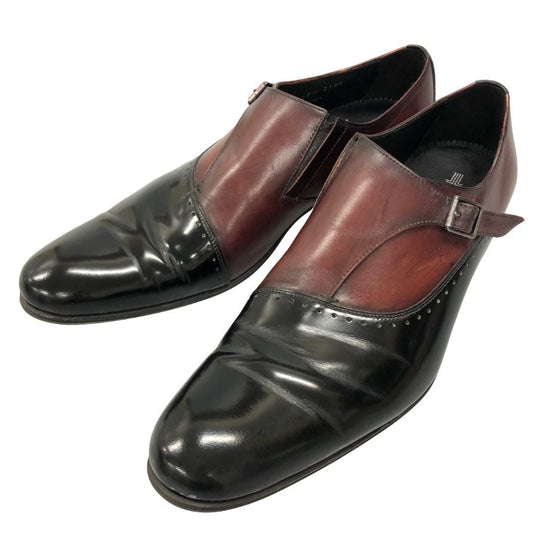 ランバンコレクション ブラックシャイニー  コンビモンク ストラップ ドレスシューズ 83378 メンズサイズ 25.5 バイカラー LANVIN COLLECTION 約25.5cm【AFC47】