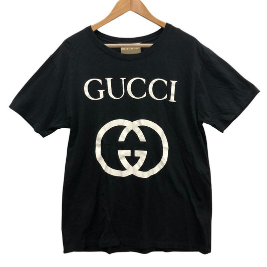 中古◆グッチ 18AW 半袖Tシャツ インターロッキングプリント ブラック メンズ サイズL GUCCI 【AFB23】