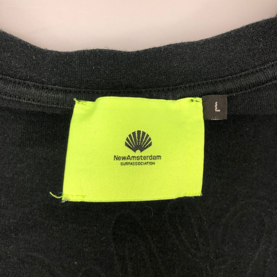 中古◆ニューアムステルダムサーフアソシエーション Tシャツ フォトプリント バックプリント サイズL メンズ ブラック系 New Amsterdam Surf Association 【AFB39】