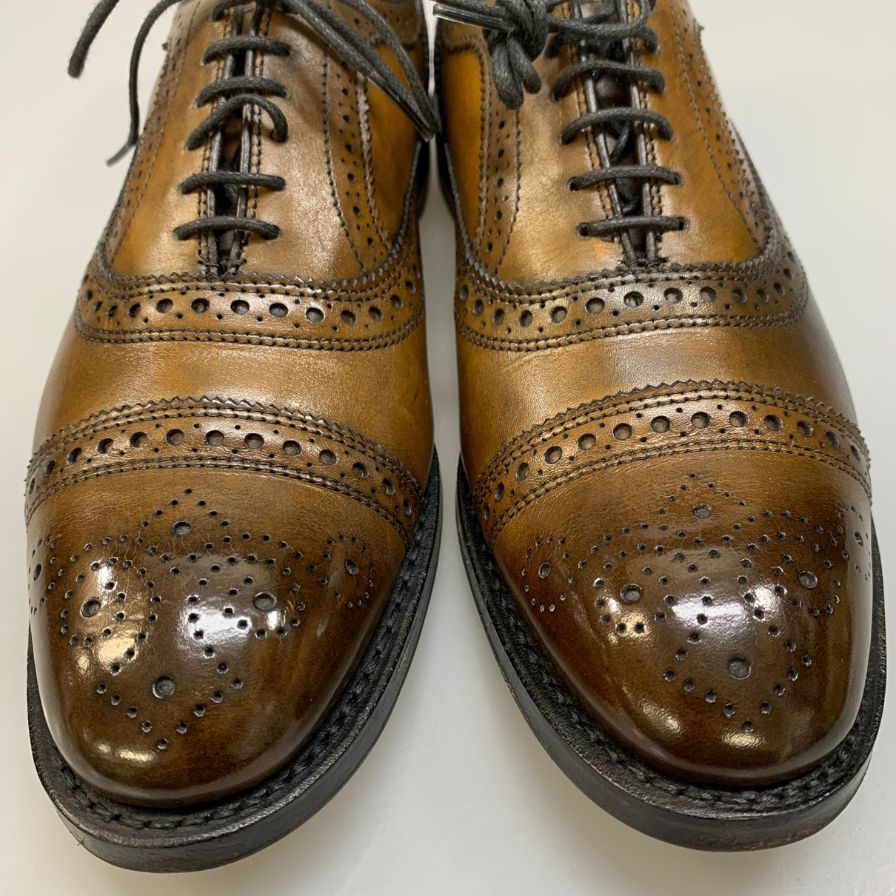 アレンエドモンズ レザーシューズ ストランド セミブローグ カーフ ブラウン サイズUS7.5 ALLEN EDMONDS Strand ビジネスシューズ 約25.5cm【LA】【中古】