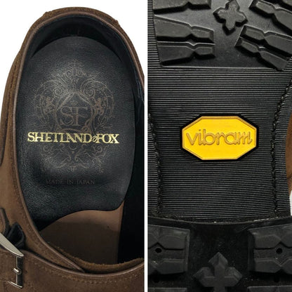 シェットランドフォックス レザーシューズ ダブルモンク スエード 111F SF ブラウン メンズ サイズ8.5 SHETLAND FOX 約27.0cm【AFD15-2】