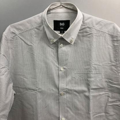 美品◆ドルチェ&ガッバーナ D&G BRAD 長袖シャツ ストライプ ホワイト メンズ サイズ41 DOLCE & GABBANA 【AFB38】