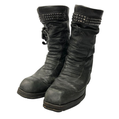 ケムリ ブーツ バックジップ スクエアトゥ レザー メンズ ブラック サイズ不明 KMRII 約不明cm【AFC28】