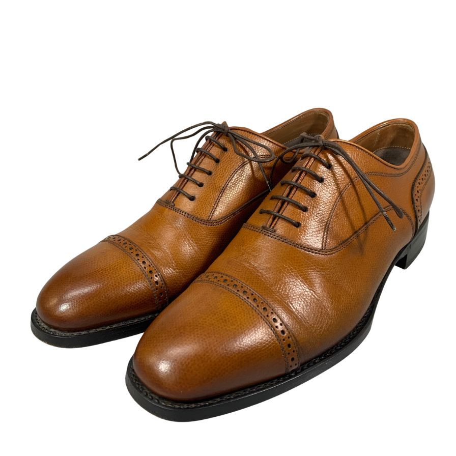 ブリオーニ キャップトゥ レザーシューズ ブラウン サイズ8 メンズ Brioni 約26.5cm【YB3】