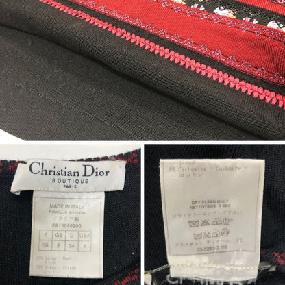 美品◆クリスチャンディオール ノースリーブトップス ブティック ジョンガリアーノ期  刺繍  レディース ブラック サイズ2  Christian Dior 【AFB11】