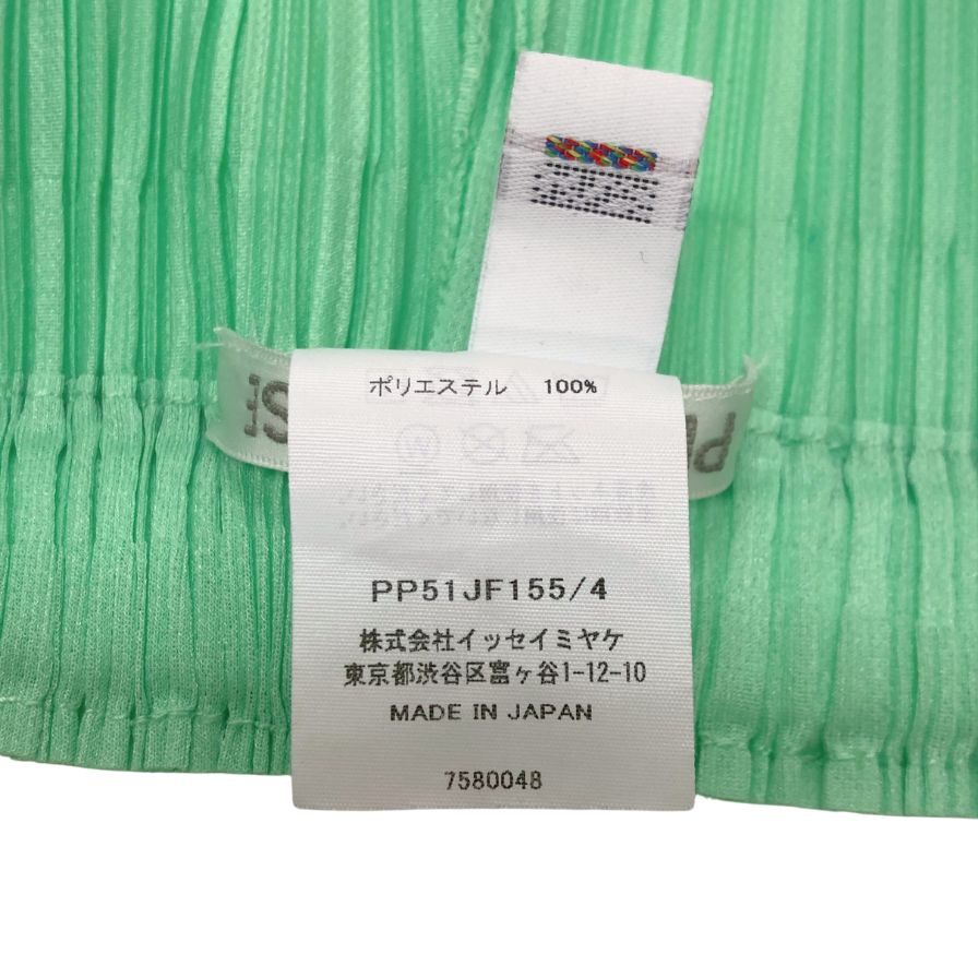 プリーツプリーズ イッセイミヤケ プリーツパンツ ストレートパンツ PP51JF155 サイズ4 レディース グリーン PLEATS PLEASE ISSEY MIYAKE 【AFB39】