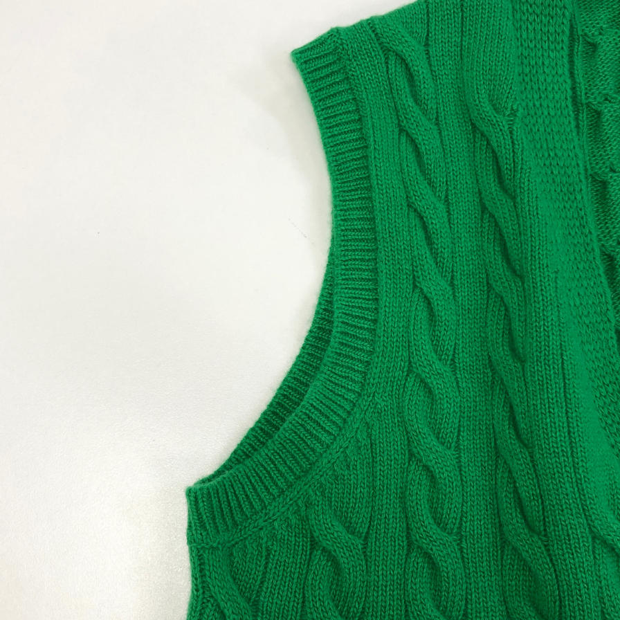 美品◆バフィー ケーブルニット ベスト ウール メンズ グリーン サイズ50 BAFY 【AFB13】