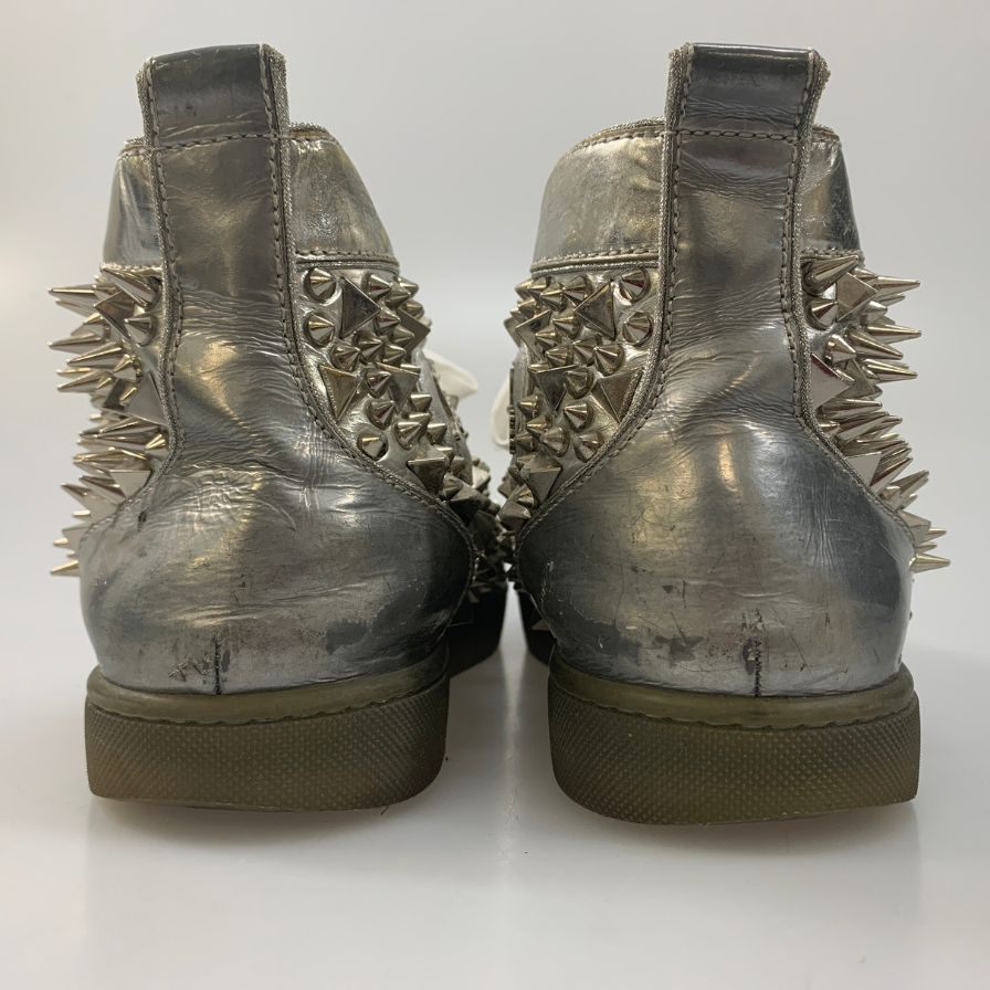 クリスチャンルブタン スニーカー スタッズ レザー メンズ シルバー サイズ42.5 Christian Louboutin 約27.5cm【AFC46】