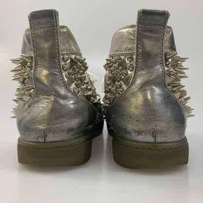 クリスチャンルブタン スニーカー スタッズ レザー メンズ シルバー サイズ42.5 Christian Louboutin 約27.5cm【AFC46】