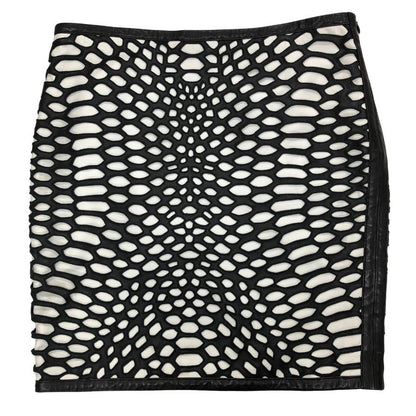 トムフォード レザースカート レディース ラムレザー サイズ44 ブラック×ホワイト TOM FORD【AFB29】