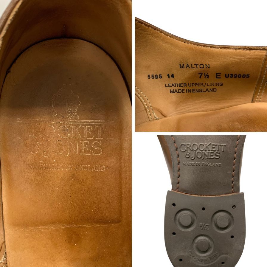 クロケット&ジョーンズ レザーシューズ セミブローグ MALTON ブラウン UK7.5 CROCKETT&JONES 約26.0cm【AFC44】