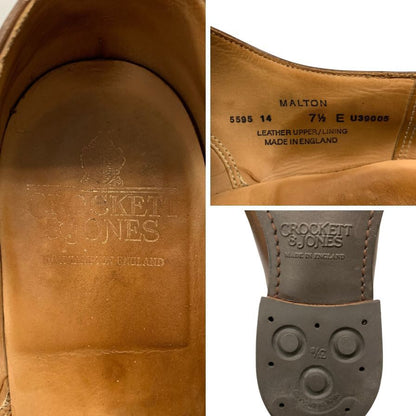 クロケット&ジョーンズ レザーシューズ セミブローグ MALTON ブラウン UK7.5 CROCKETT&JONES 約26.0cm【AFC44】