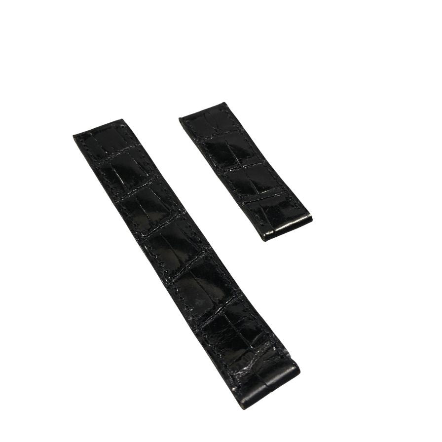 カルティエ 腕時計用レザーベルト アリゲーター 18mm16mm ブラック系 尾錠バネ棒無し Cartier【AFI10】