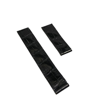カルティエ 腕時計用レザーベルト アリゲーター 18mm16mm ブラック系 尾錠バネ棒無し Cartier【AFI10】