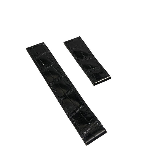 カルティエ 腕時計用レザーベルト アリゲーター 18mm16mm ブラック系 尾錠バネ棒無し Cartier【AFI10】